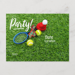 Tennis Christmas party for tennis player with ball Postcard