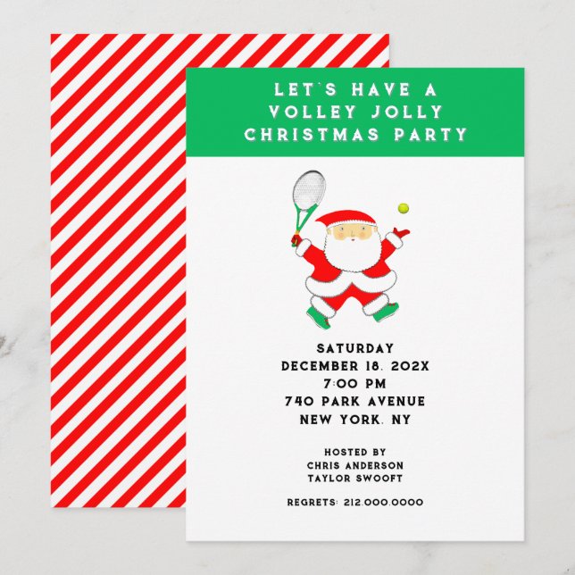 Tennis Christmas Party Invitations (Front/Back)