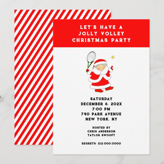 Tennis Christmas Party Invitations (Front/Back)