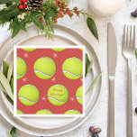 Tennis Christmas Party Red Festive Balls &amp; Snow Napkins