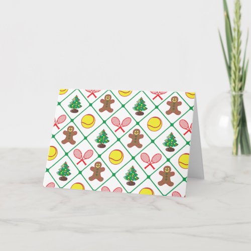 Tennis Christmas pattern Holiday Card