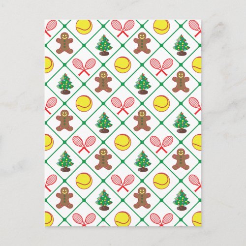 Tennis Christmas pattern Holiday Postcard