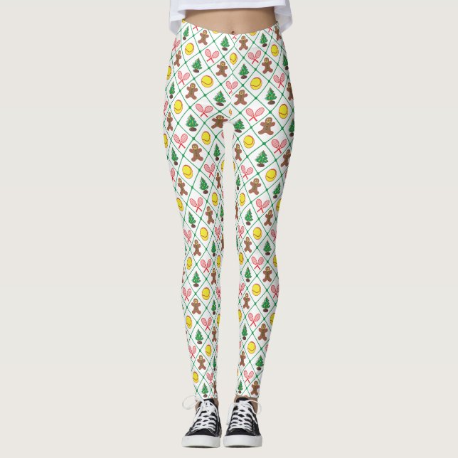 Tennis Christmas pattern Leggings (Front)