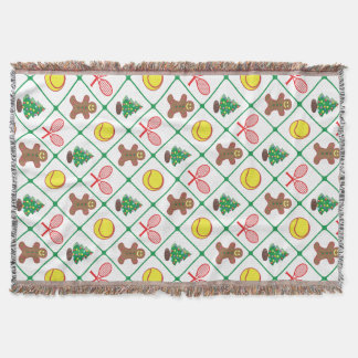 Tennis Christmas pattern Throw Blanket