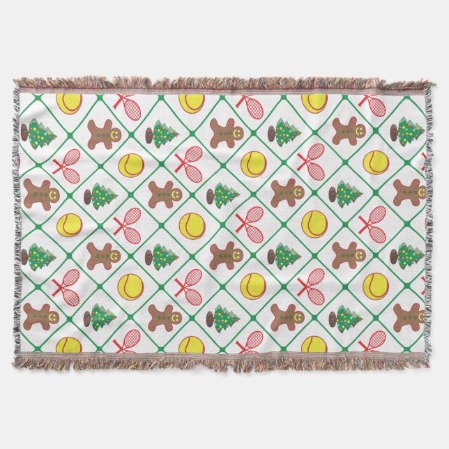 Tennis Christmas pattern Throw Blanket (Front)