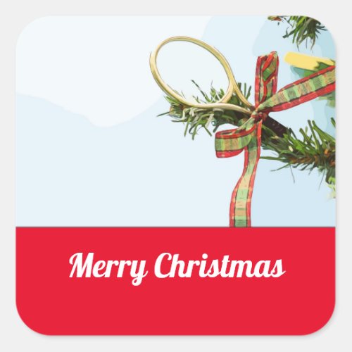 Tennis Christmas racket on tree Square Sticker