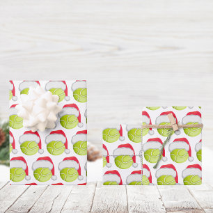 Tennis Christmas Santa Ball Wrapping Paper Sheets