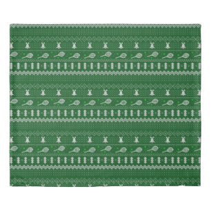 Tennis Christmas Sweater Knitted Pattern Green Duvet Cover