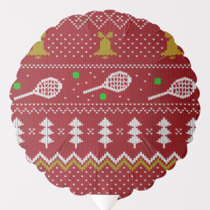 Tennis Christmas Sweater Knitted Pattern Red Xmas Balloon