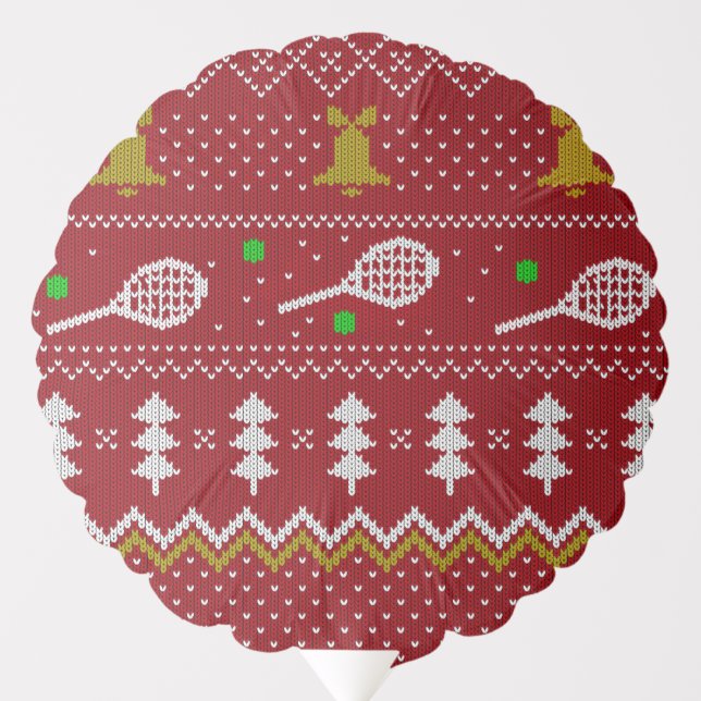 Tennis Christmas Sweater Knitted Pattern Red Xmas  Balloon (Front)