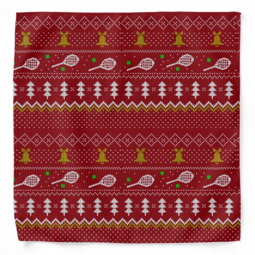 Tennis Christmas Sweater Knitted Pattern Red Xmas  Bandana