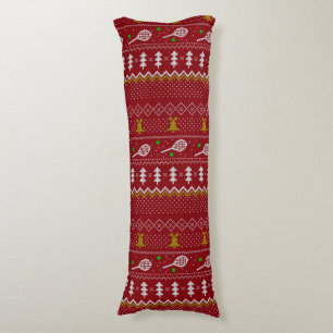 Tennis Christmas Sweater Knitted Pattern Red Xmas Body Pillow