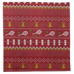 Tennis Christmas Sweater Knitted Pattern Red Xmas Cloth Napkin