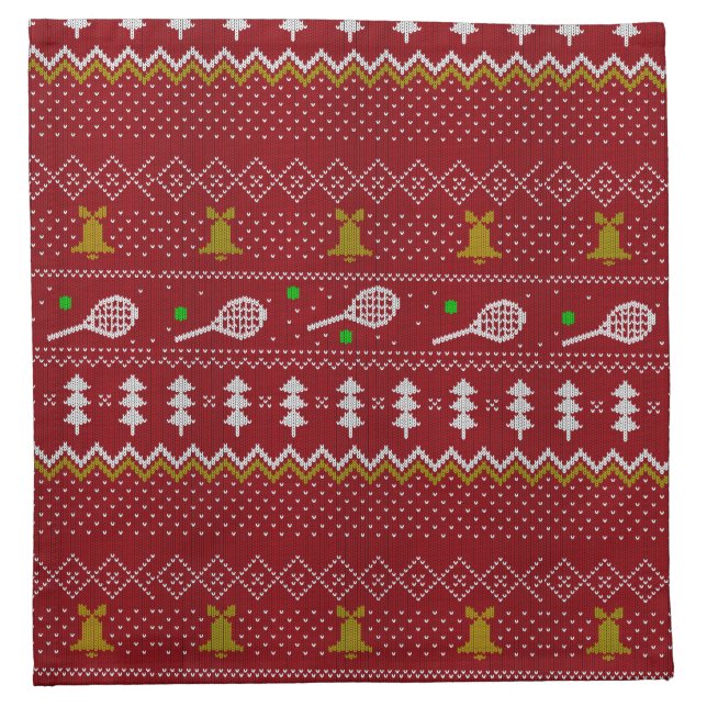 Tennis Christmas Sweater Knitted Pattern Red Xmas  Cloth Napkin (Front)