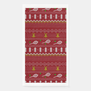 Tennis Christmas Sweater Knitted Pattern Red Xmas Paper Guest Towels
