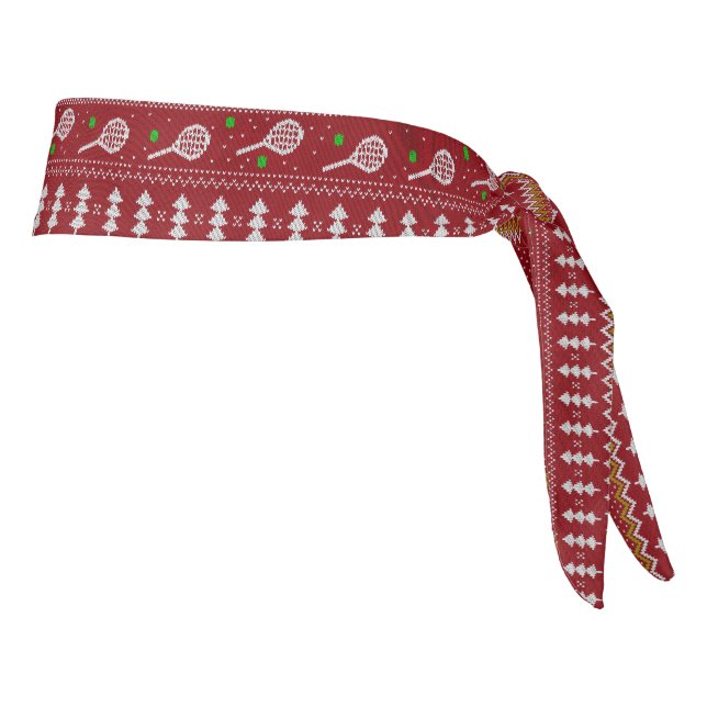 Tennis Christmas Sweater Knitted Pattern Red Xmas Tie Headband (Rotate 90)