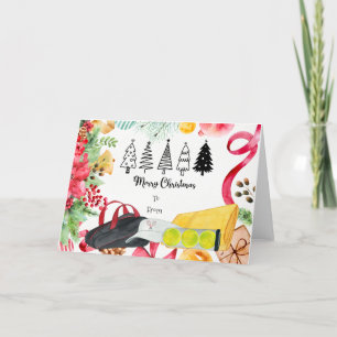 Tennis Christmas tennis ball bag towel Holiday Card