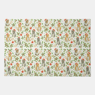 Tennis Christmas themed for Cat lovers Doormat