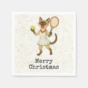 Tennis Christmas themed for Cat lovers Napkins
