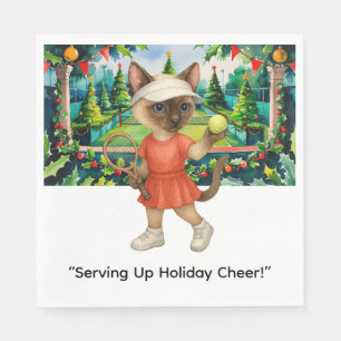 Tennis Christmas themed for Cat lovers Napkins