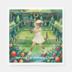 Tennis Christmas themed for Cat lovers Napkins