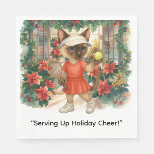 Tennis Christmas themed for Cat lovers Napkins