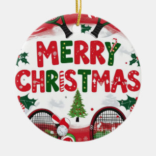 Tennis Christmas themed for Player Ceramic Ornament