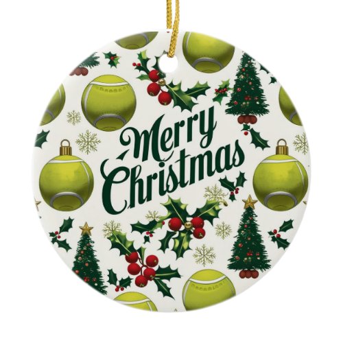 Tennis Christmas themed for Player Ceramic Ornament