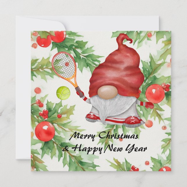 Tennis Christmas themed for Player Holiday Card (Front)