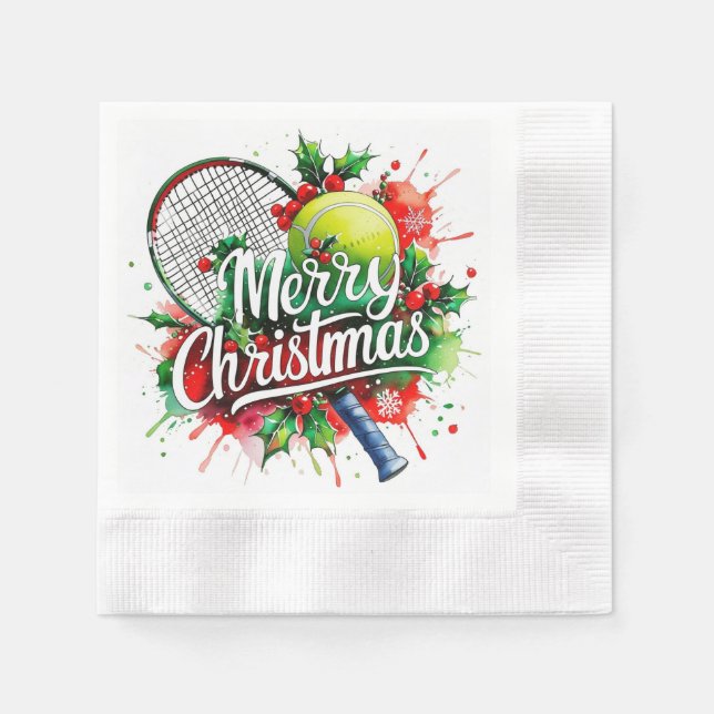 Tennis Christmas themed for Player Napkins (Front)