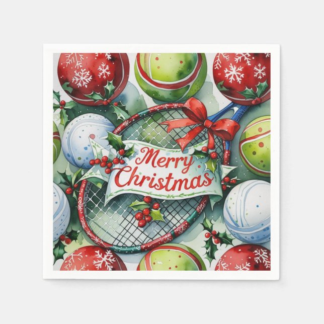 Tennis Christmas themed for Player Napkins (Front)