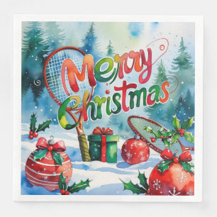 Tennis Christmas themed for Player Paper Dinner Napkins