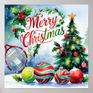 Tennis Christmas Themed for Player Poster