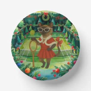 Tennis Christmas themed for Siamese Cat Lovers Paper Bowls