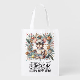 Tennis Christmas Themed  Grocery Bag