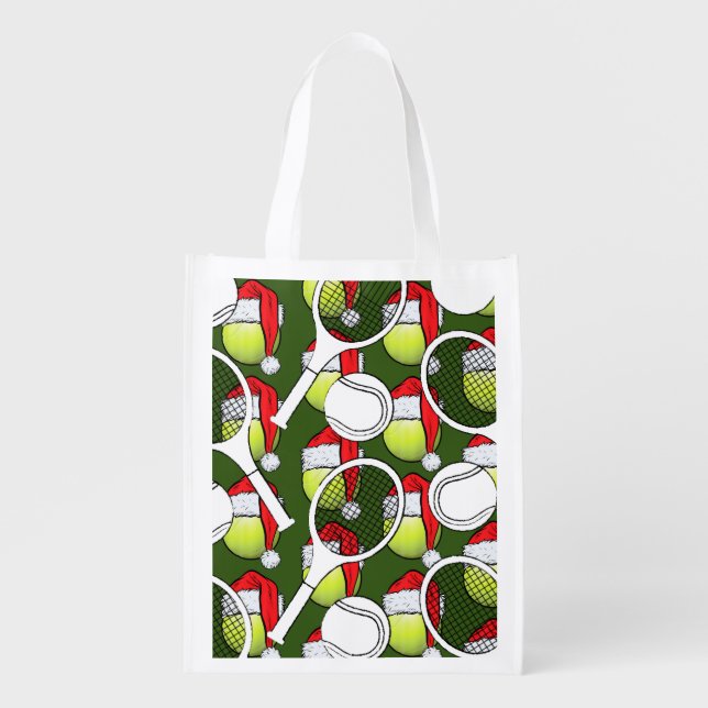 Tennis  Christmas themed  Grocery Bag (Front)