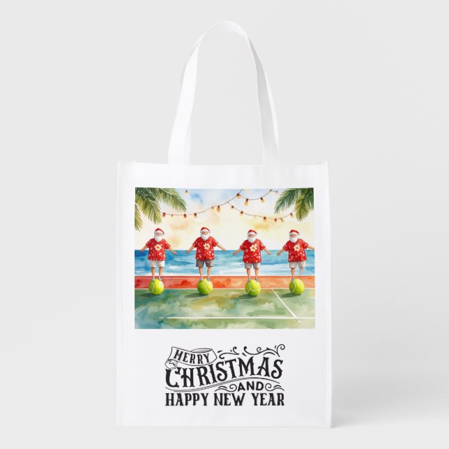 Tennis Christmas Themed  Grocery Bag (Front)