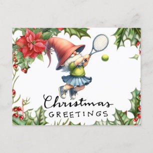 Tennis Christmas themed Holiday Postcard