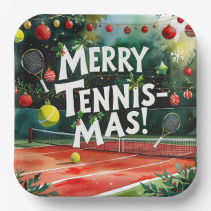 Tennis Christmas themed Joy Love Tennis Party Paper Plates