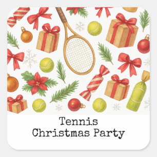 Tennis Christmas themed with gifts Square Sticker