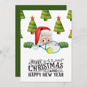 Tennis Christmas themed with Santa Claus Holiday Card