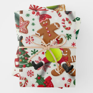 Tennis Christmas themed with Santa Claus  Wrapping Paper Sheets