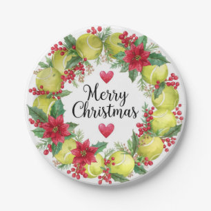 Tennis Christmas-Themed Wreath Collection Paper Plates