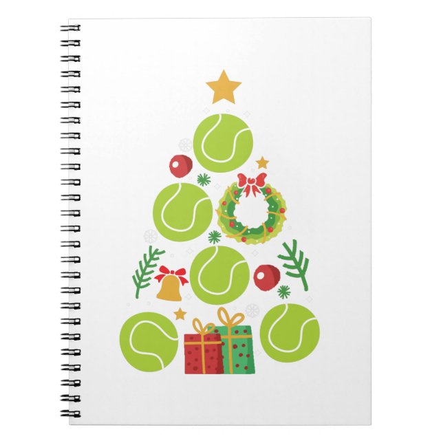Tennis Christmas Tree | Christmas Sports Gift Notebook (Front)