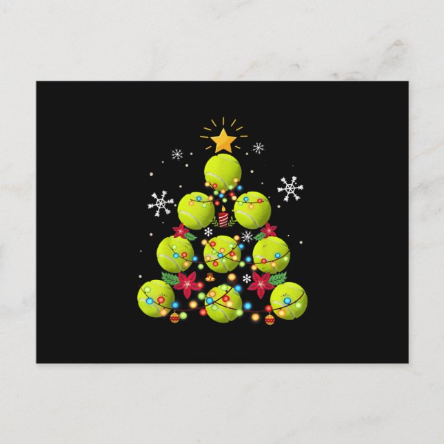 tennis christmas tree gifts announcement postcard (Front)
