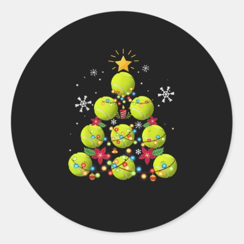 tennis christmas tree gifts classic round sticker