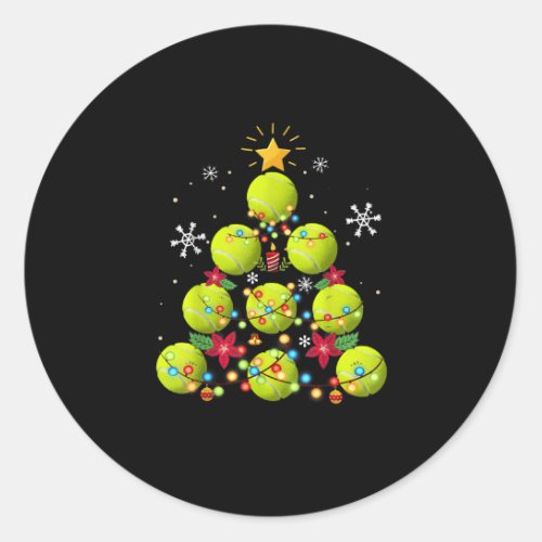 tennis christmas tree gifts classic round sticker