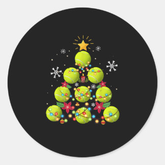 tennis christmas tree gifts classic round sticker