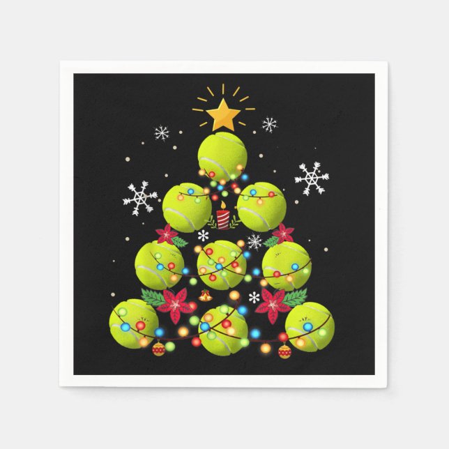 tennis christmas tree gifts napkins (Front)