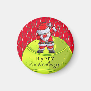 Tennis Christmas with Ball and Racket  Santa Claus Magnet